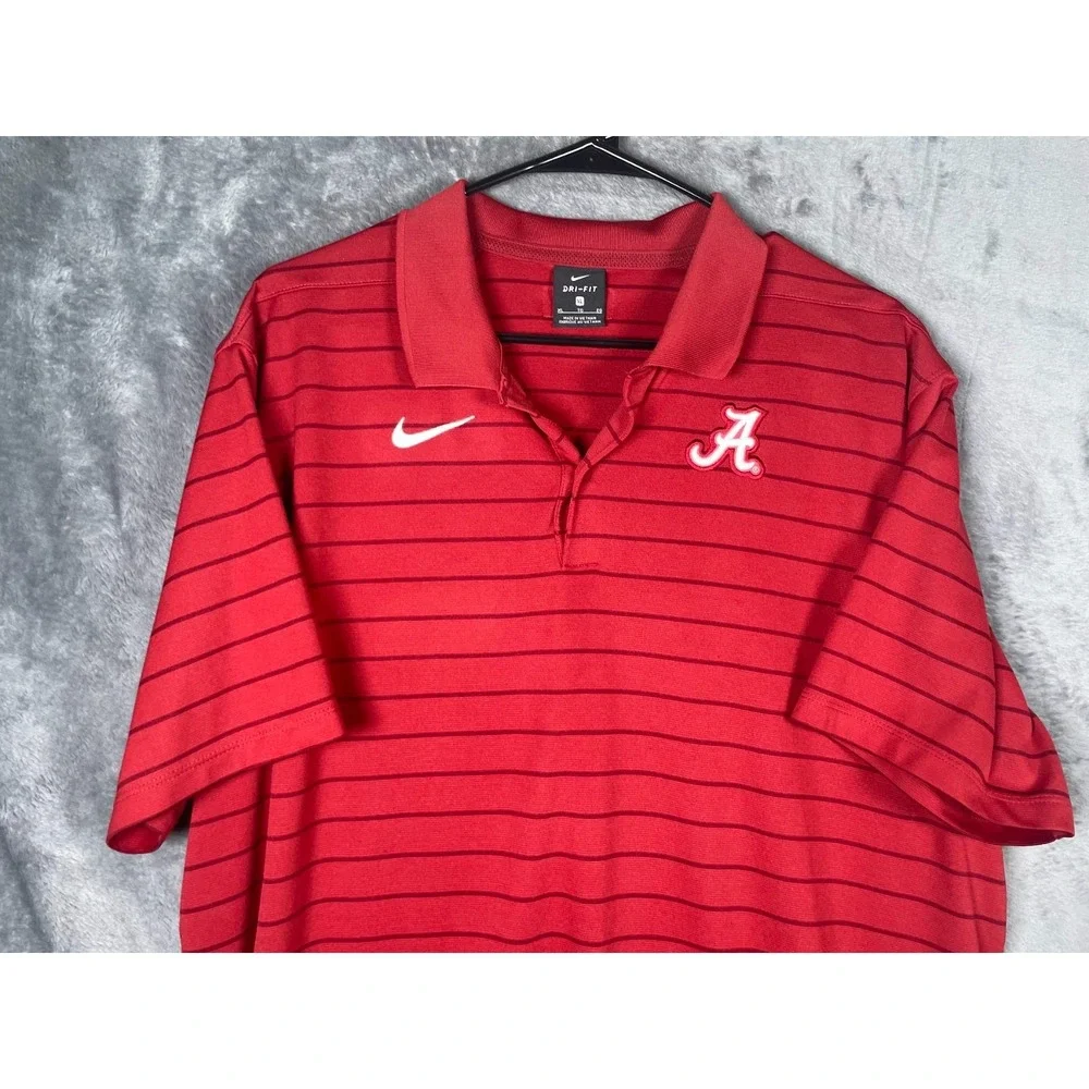 Nike Alabama Crimson Tide Men's Polo Shirt Red Striped Size XL